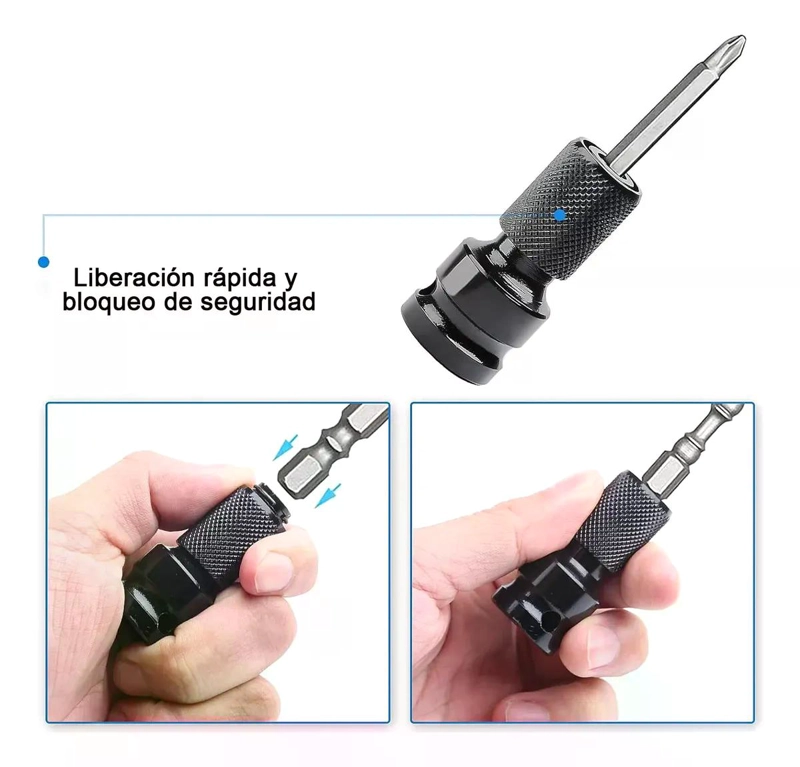 ADAPTADOR DE IMPACTO DE 1/2 PULGADA A PUNTA HEXAGONAL 1/4 NEGRO - 5