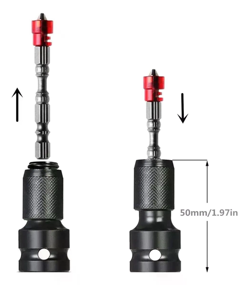 ADAPTADOR DE IMPACTO DE 1/2 PULGADA A PUNTA HEXAGONAL 1/4 NEGRO - 6