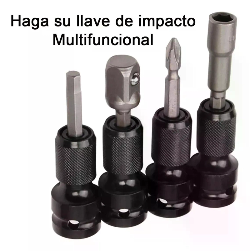 ADAPTADOR DE IMPACTO DE 1/2 PULGADA A PUNTA HEXAGONAL 1/4 NEGRO - 9