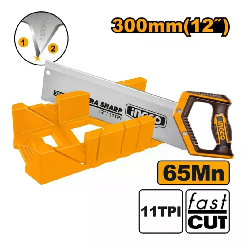CAJA DE INGLETE SERRUCHO COSTILLA 11TPI 300MM 12 PULGA INGCO - 2