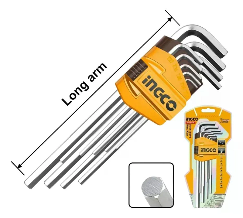 JUEGO 9 LLAVES ALLEN LARGA CROMO 1.5 - 10MM INGCO HHK11091 - 1