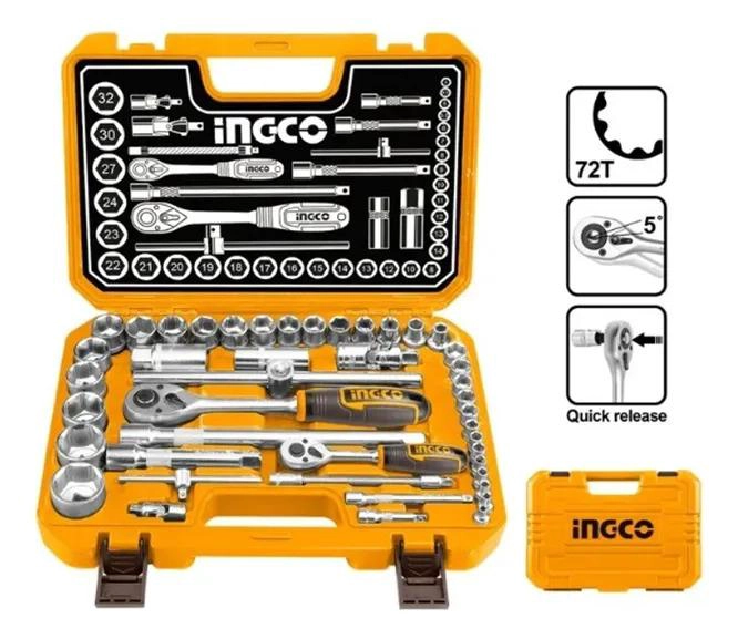 DADOS DE 44 PZAS CON MATRACA HKTS42441 INGCO NARANJA - 2
