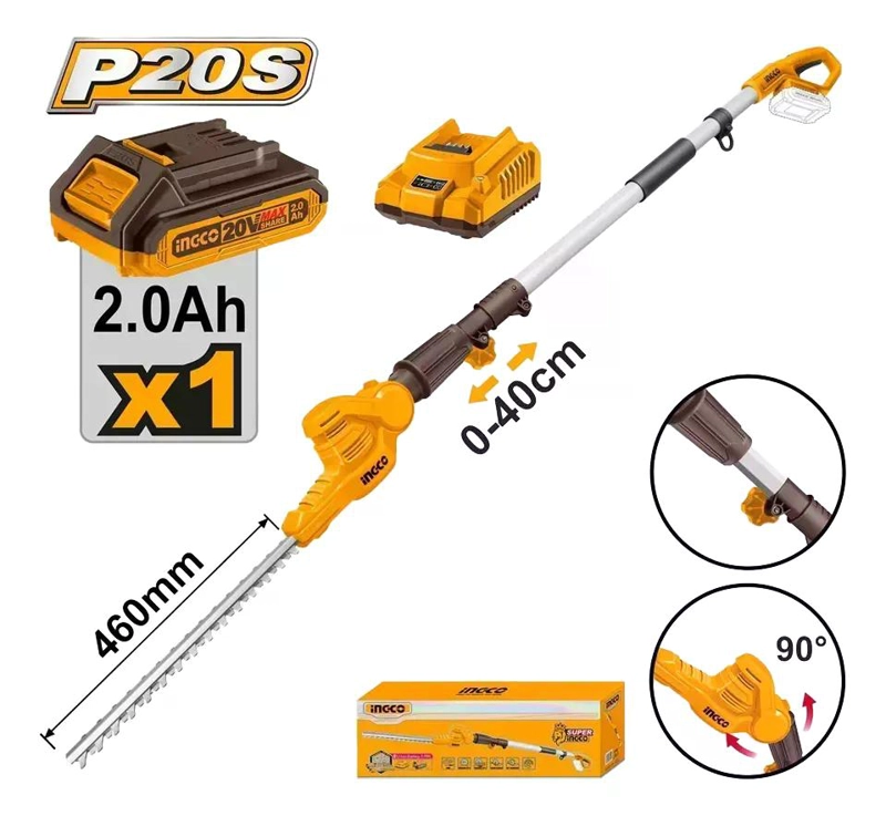 CORTASETO PODADOR DE ALTURA INALAMBRICO 20V BAT+CARG INGCO - 1