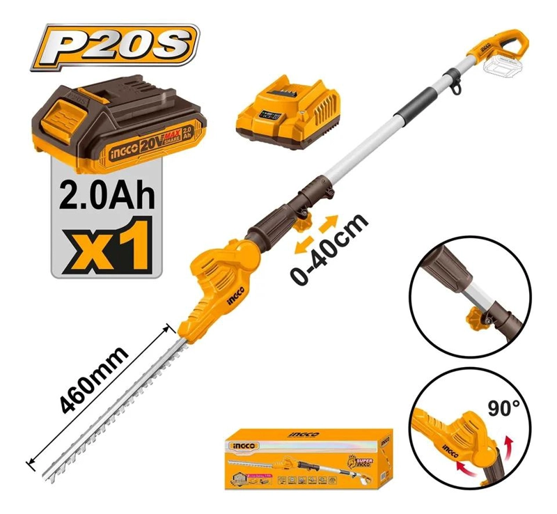 CORTASETO PODADOR DE ALTURA INALAMBRICO 20V BAT+CARG INGCO - 3