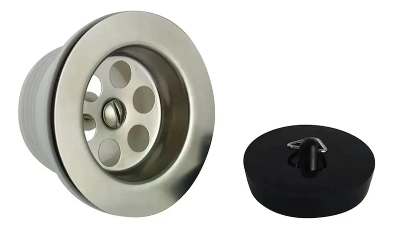 DESAGUE PLASTICO 1 1/2 BORDE CROMADO TAUMM GRIS - 1