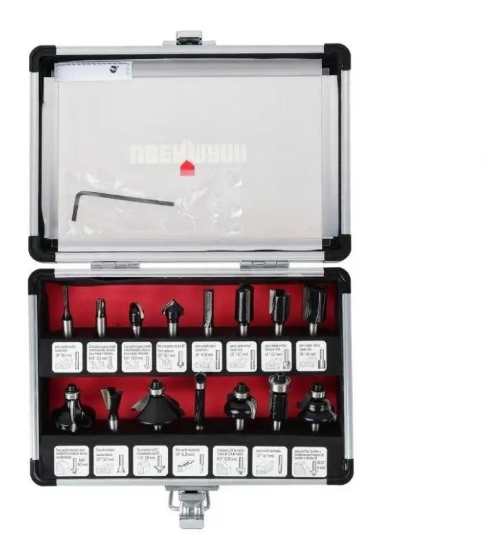 SET DE 15 FRESAS 1/4 UBERMANN PARA FRESADORA / ROUTER - 2