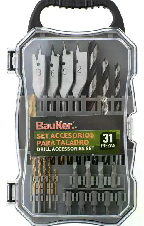 SET DE BROCAS Y ACCESORIOS 31 UNIDADES BAUKER - 7
