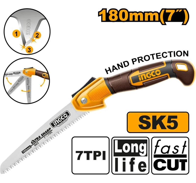 SERRUCHO PLEGABLE MULTIUSO DE PODA 180MM 7P INGCO HFSW1806 - 8