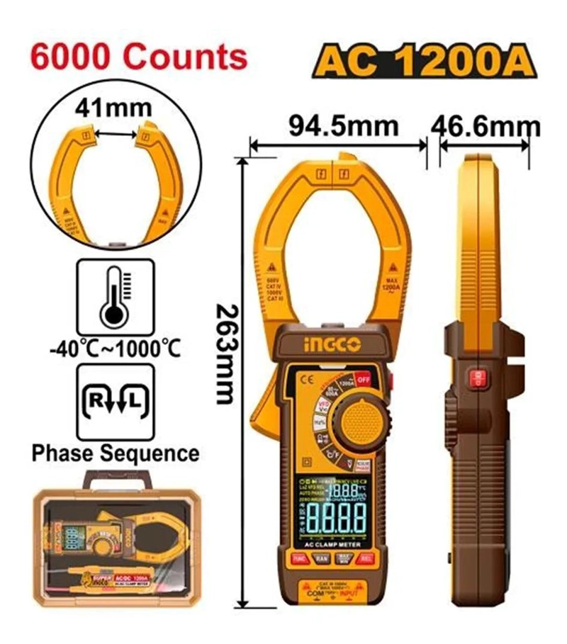 TESTER TENAZA PINZA AMPERIMETRO MULTIMETRO DIGITAL 1000A ING - 4