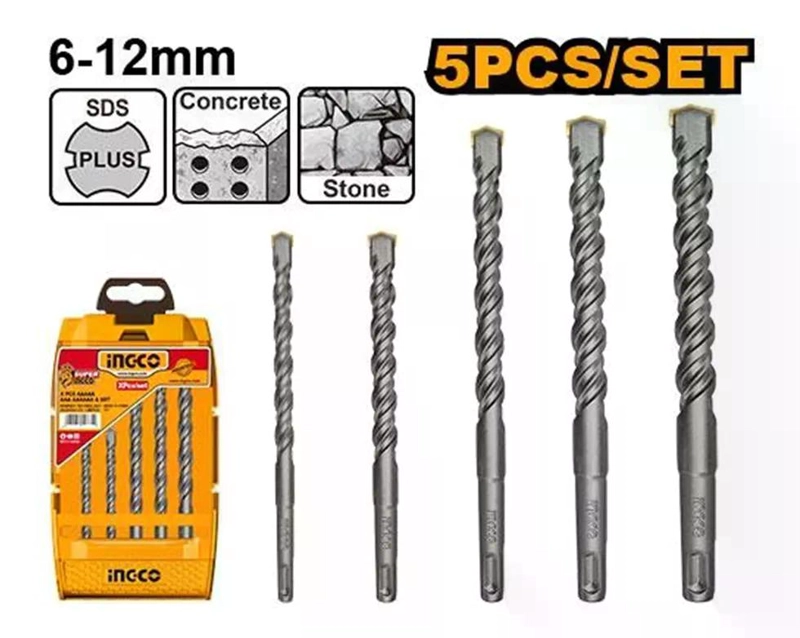 SET BROCAS SDS PLUS PARA CONCRETO 5 PIEZAS INDUSTRIAL 6-12MM - 2