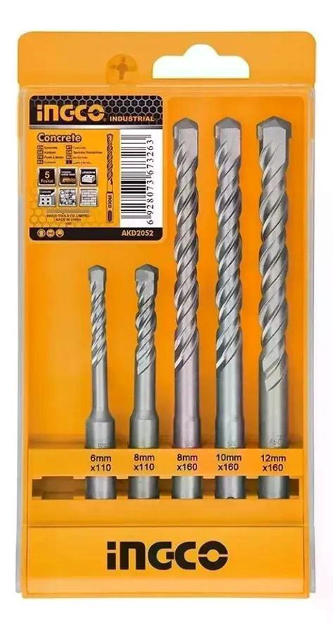 SET BROCAS SDS PLUS PARA CONCRETO 5 PIEZAS INDUSTRIAL 6-12MM - 7