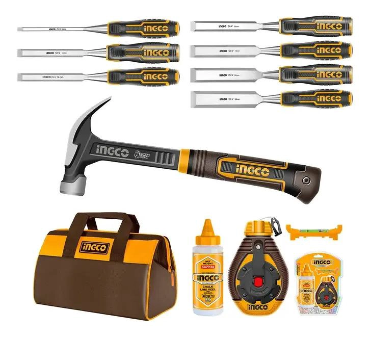 SET DE MARTILLO CARPINTERO 20 OZ FIBRA + 7 FORMONES + BOLSO - 1