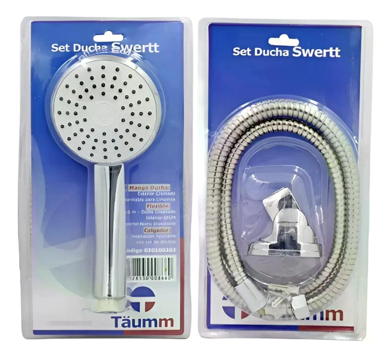 SET JUEGO DUCHA SWERTT TAUMM MANGO DUC + FLEXIBLE + COLGADOR - 7