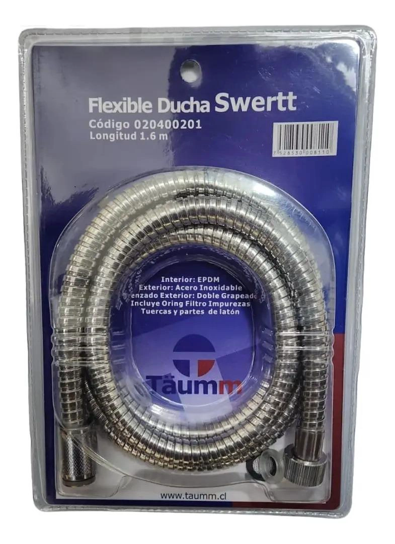 SET JUEGO DUCHA SWERTT TAUMM MANGO DUC + FLEXIBLE + COLGADOR - 9