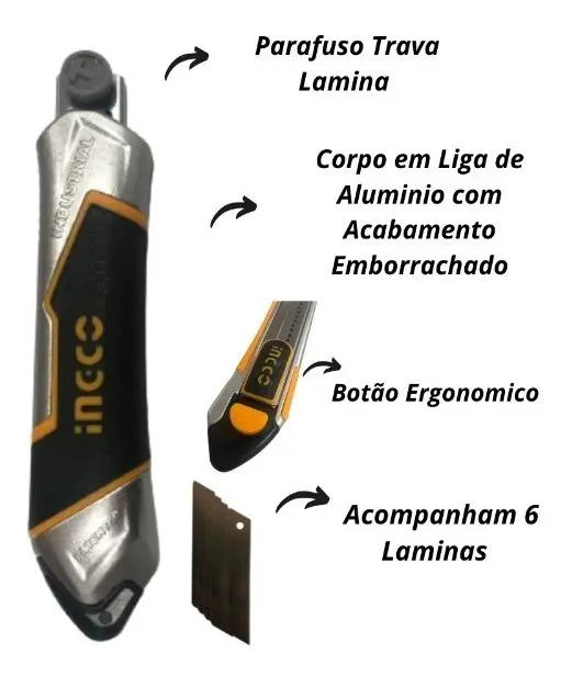 CORTA CARTON CUCHILLO CARTONERO 18MM X 100MM INGCO HKNS1808 - 2