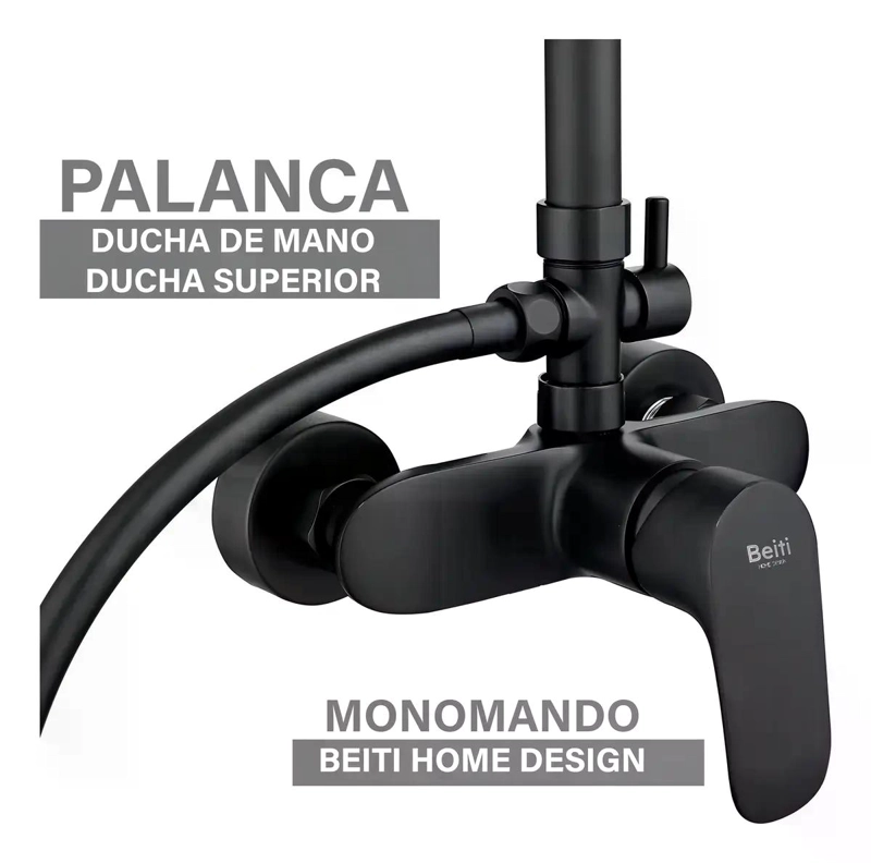 COLUMNA DUCHA NEGRA PLATO 25CM MANERAL MONOMANDO NOTTE TAUMM - 4