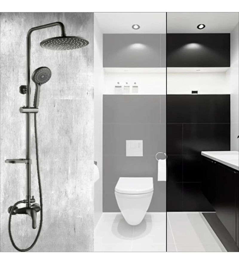 COLUMNA DUCHA NEGRA PLATO 25CM MANERAL MONOMANDO NOTTE TAUMM - 9
