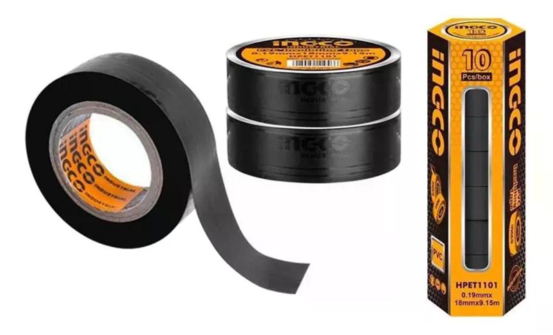CINTA AISLADORA PVC NEGRA ANCHO 18MM INGCO HPET1101 COLOR NEGRO - 1