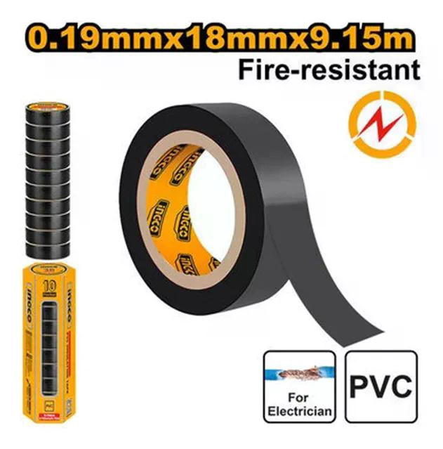 CINTA AISLADORA PVC NEGRA ANCHO 18MM INGCO HPET1101 COLOR NEGRO - 2