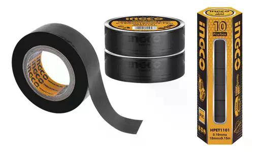 CINTA AISLADORA PVC NEGRA ANCHO 18MM INGCO HPET1101 COLOR NEGRO - 3
