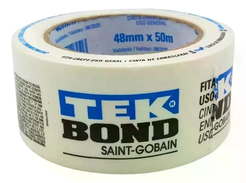 CINTA ADHESIVA CREPE ENMASCARAR MASKING TAP 48MM 50M TEKBOND BLANCO - 1