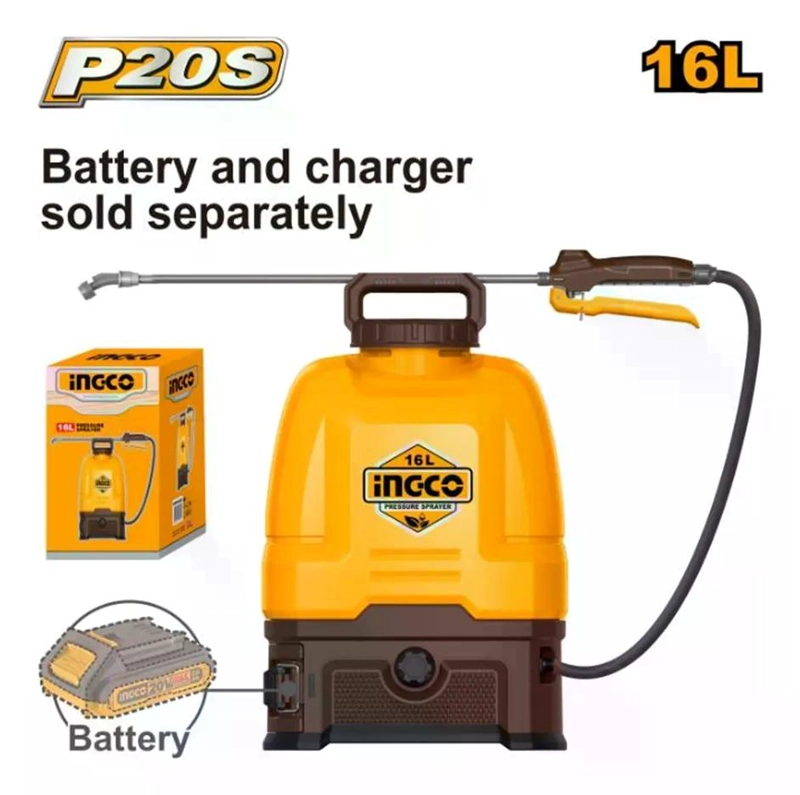 PULVERIZADOR MOCHILA INALAMBRICO 20V 16 LT INGCO CSPLI2016 MARRON OSCURO - 2
