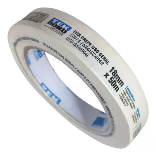 CINTA ADHESIVA CREPE ENMASCARAR MASKING TAP 18MM 50M TEKBOND BLANCO - 1