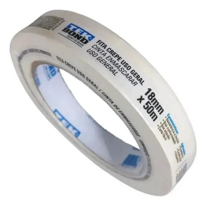 CINTA ADHESIVA CREPE ENMASCARAR MASKING TAP 18MM 50M TEKBOND BLANCO - 3