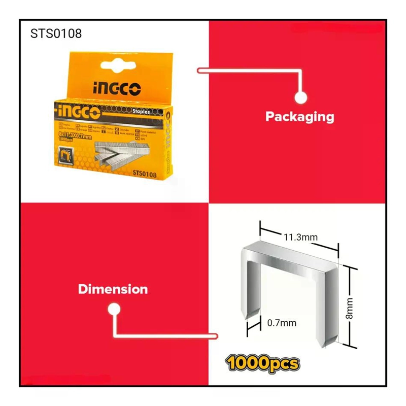 GRAPAS GRAMPAS 8 X 0.7MM 1000 UND PARA HSG1403 INGCO STS0108 PLATEADO - 2