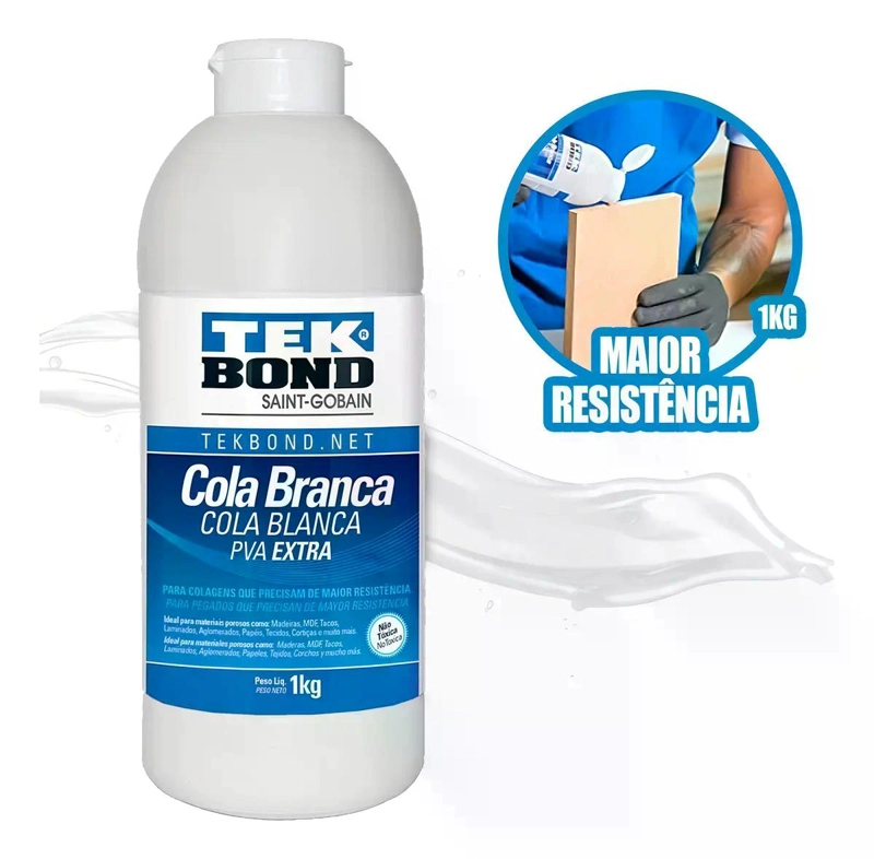 PEGAMENTO PVA BLANCO TEKBOND 1 KG PARA MADERA PAPEL MDF - 1