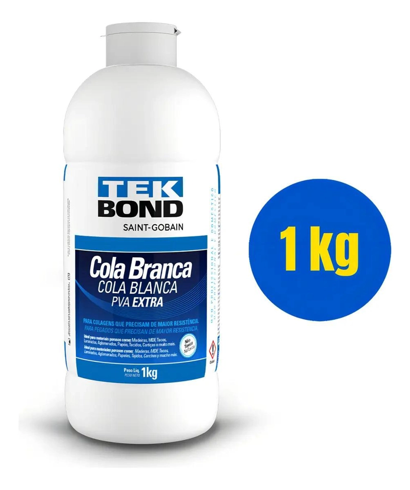 PEGAMENTO PVA BLANCO TEKBOND 1 KG PARA MADERA PAPEL MDF - 4