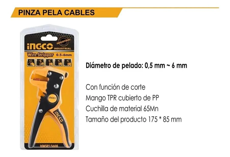 ALICATE PELA CABLE INDUSTRIAL 160 MM / 6 INGCO HWSP15608 - 8