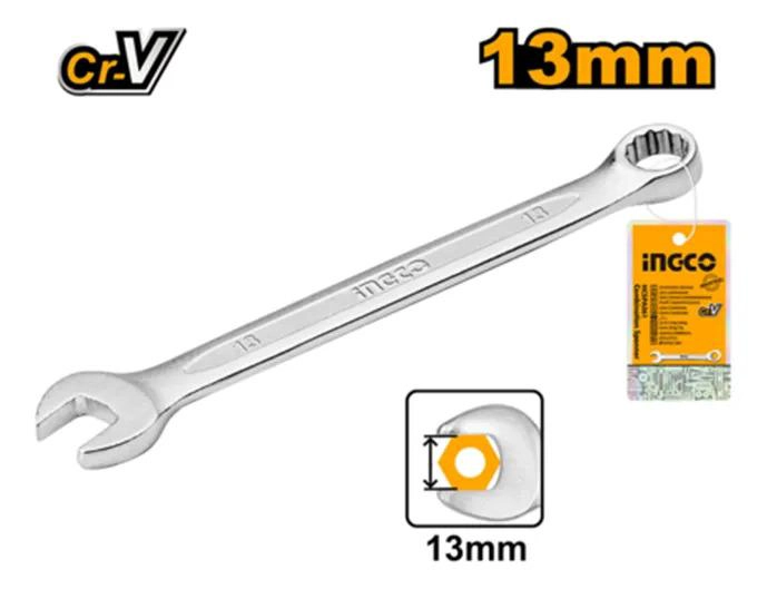 LLAVE COMBINADA INGCO HCSPA131 CR-V DE ACERO DE 13 MM CROMADO - 3