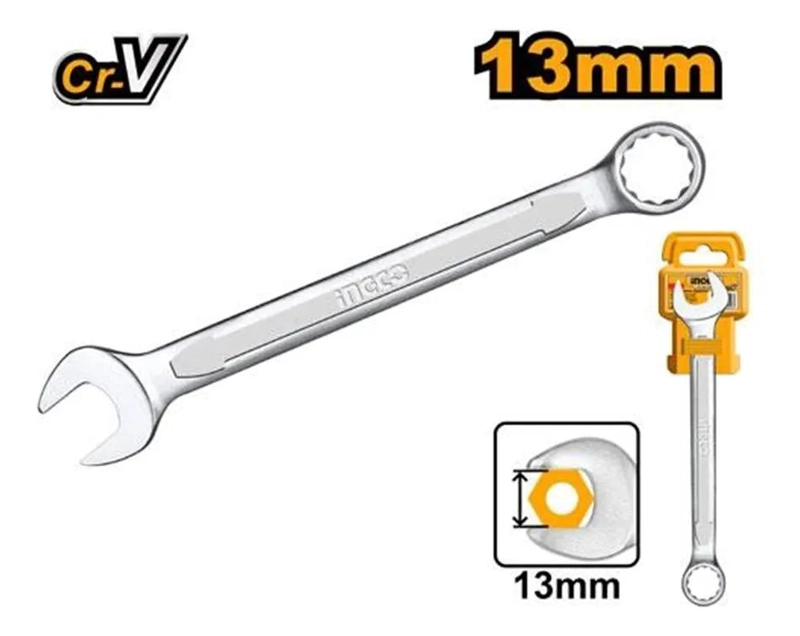 LLAVE COMBINADA INGCO HCSPA131 CR-V DE ACERO DE 13 MM CROMADO - 7
