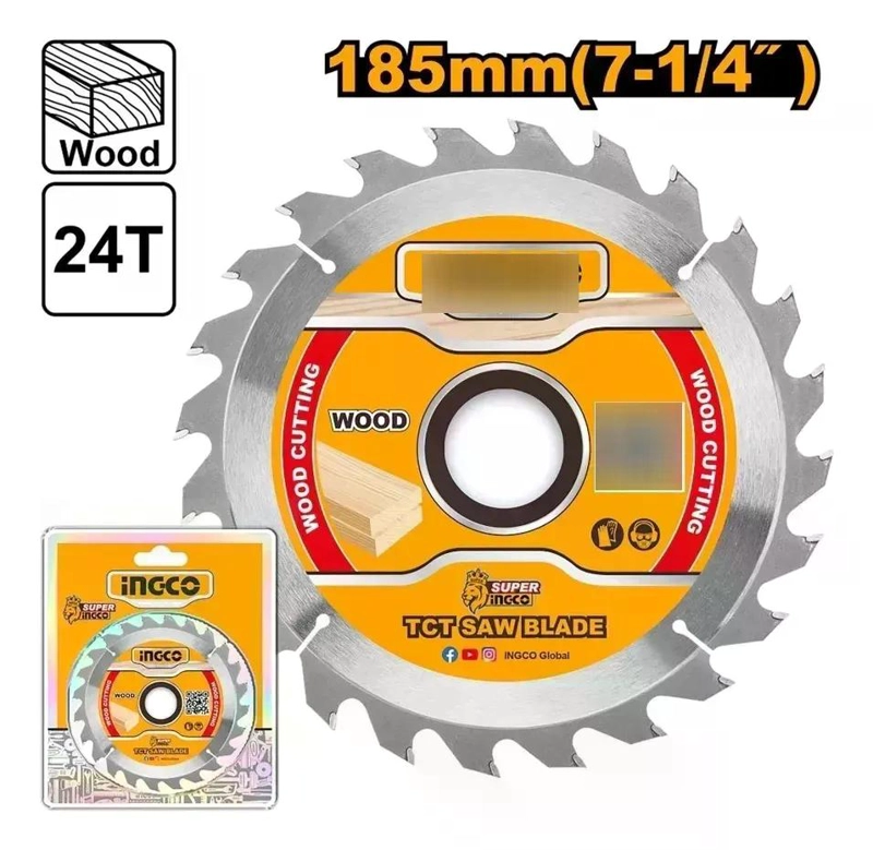 DISCO SIERRA CIRCULAR MADERA 24T 185MM 7 1/4 INGCO TSB118511 GRIS - 2