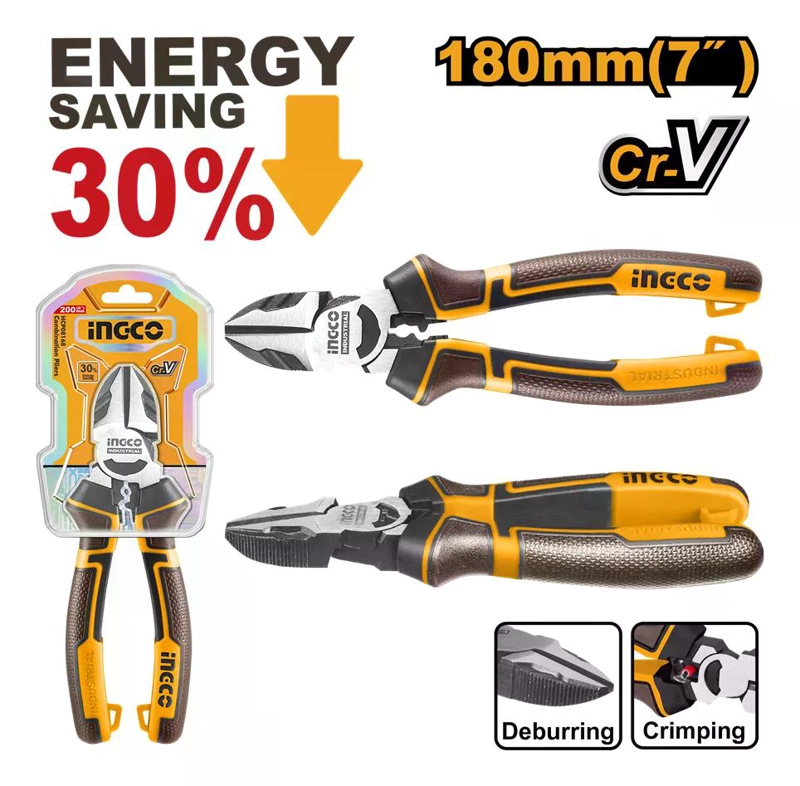 ALICATE CORTE DIAGONAL INGCO 7 180MM ACCION COMPUESTA HD NARANJA/NEGRO/MARRON - 2