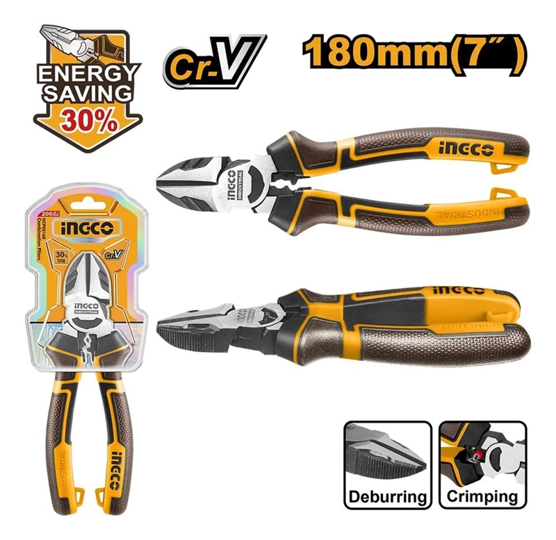 ALICATE CORTE DIAGONAL INGCO 7 180MM ACCION COMPUESTA HD NARANJA/NEGRO/MARRON - 3
