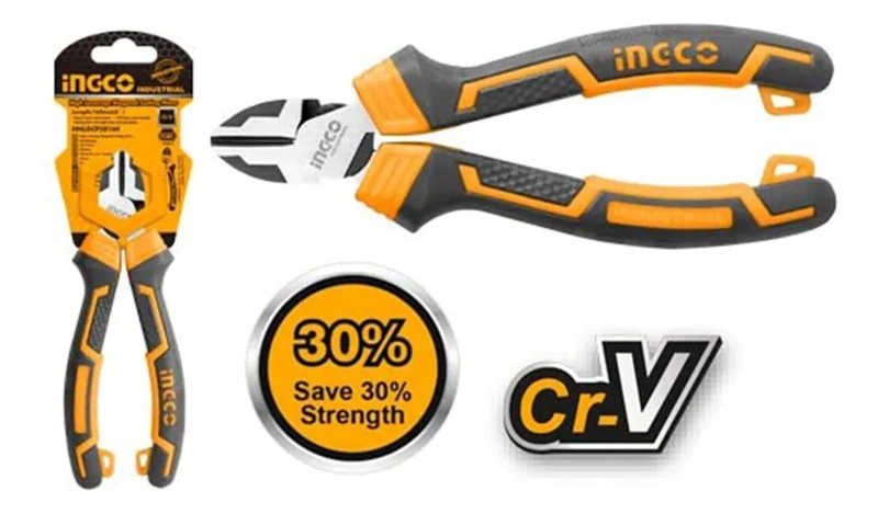 ALICATE CORTE DIAGONAL INGCO 7 180MM ACCION COMPUESTA HD NARANJA/NEGRO/MARRON - 5