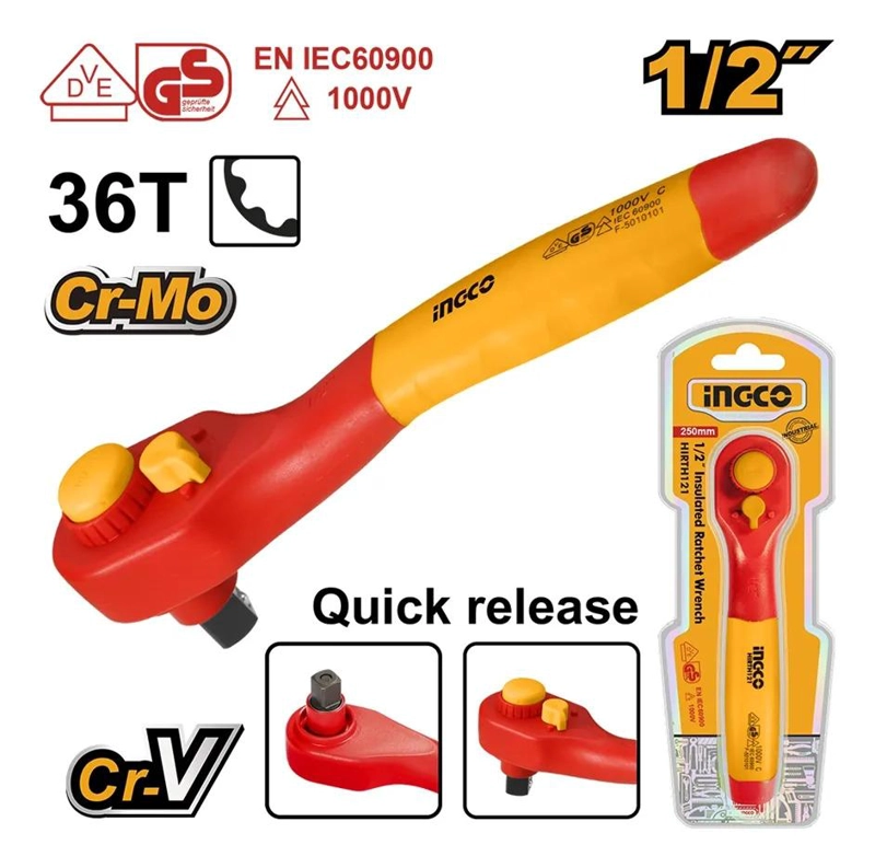 LLAVE CHICHARRA INDUSTRIAL AISLADA VDE 36T 1/2 INGCO AMARILLO - 2