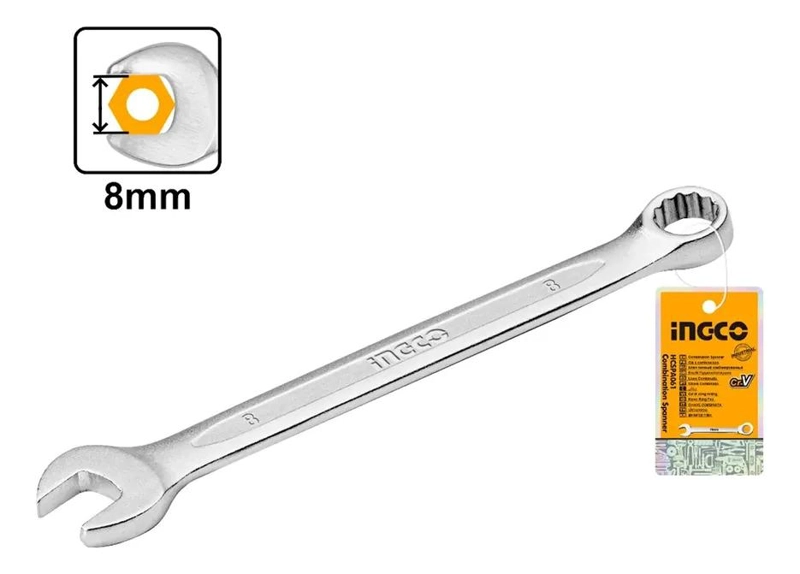 LLAVE COMBINADA BOCA Y ESTRIADA 8MM CR-V INGCO HCSPA081 - 3