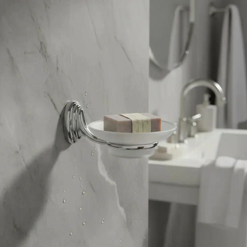 JABONERA DE VIDRIO LINEA COLOMBA TAUMM BAÑO COLOR GRIS - 5