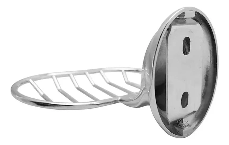 JABONERA METAL ACCESORIO BAÑO PLATEADO - 4