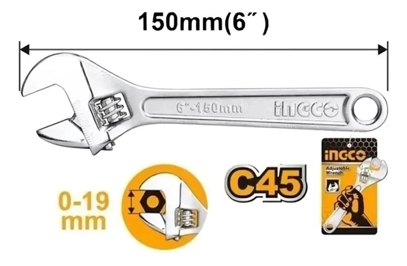 LLAVE FRANCESA AJUSTABLE 6PULG INGCO HADW131062 - 4
