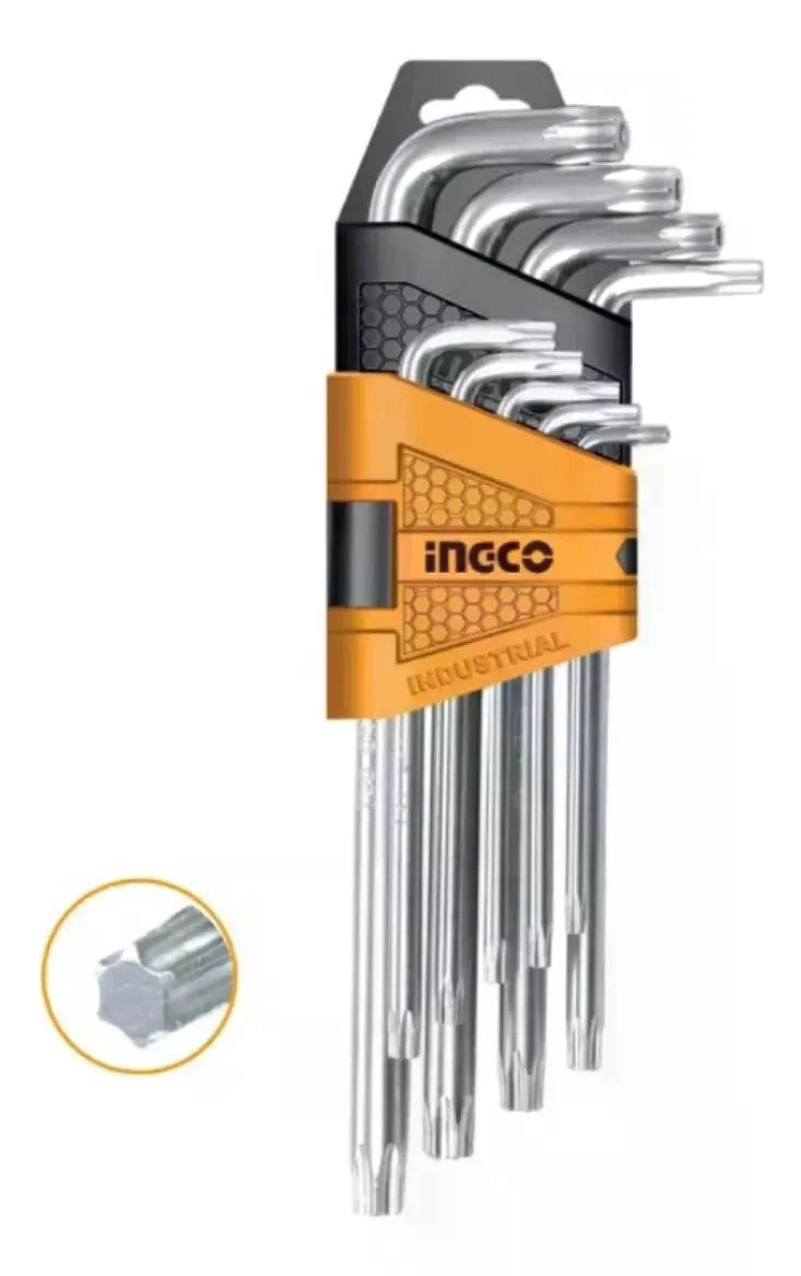 SET 9 PIEZAS LLAVES TORX LLAVES DE APRIETE T10 - T50 INGCO PLATEADO - 3