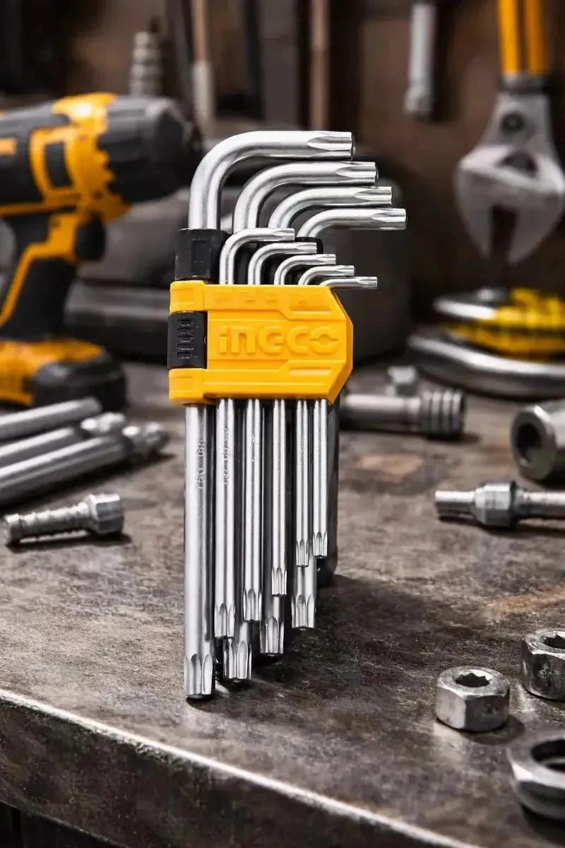 SET 9 PIEZAS LLAVES TORX LLAVES DE APRIETE T10 - T50 INGCO PLATEADO - 8