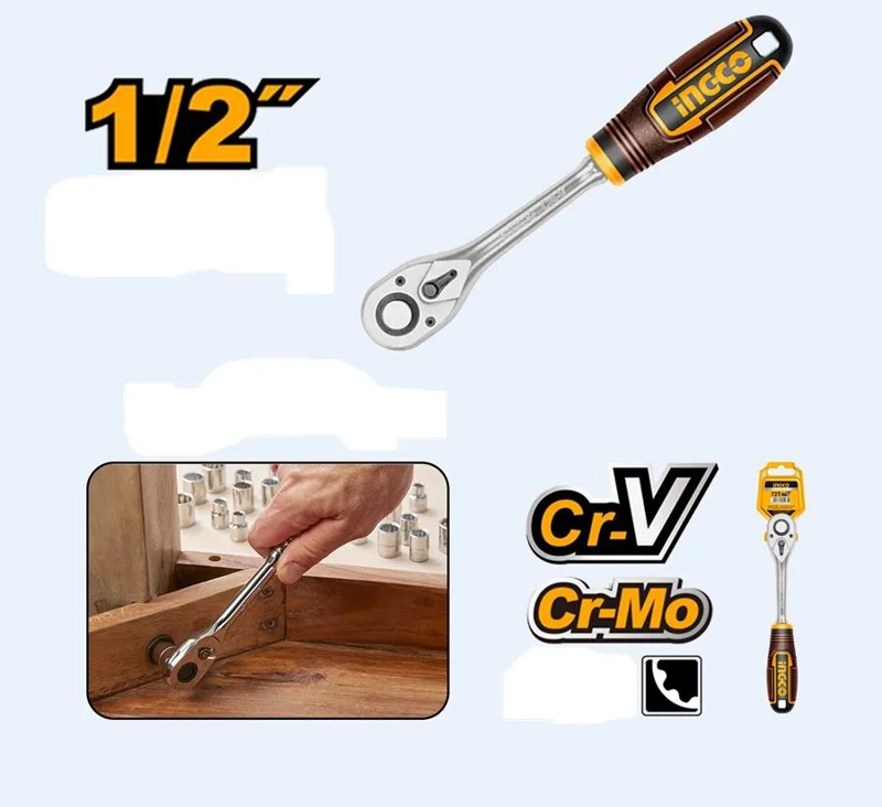 LLAVE CHICHARRA CRIQUE 45T 26CM 1/2 PULGADAS INGCO HRTH0812 AMARILLO Y NEGRO - 5
