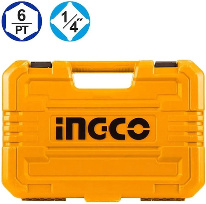 SET DADOS Y MATRACA CHICHARRA 46 PZS 1/4 72T INGCO HKTS14462 NARANJA CLARO - 5