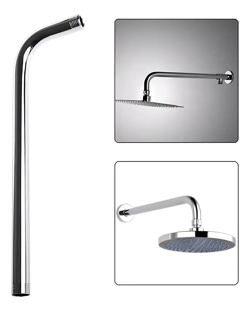 BRAZO PARA PLATO DUCHA CROMADO LARGO 30CM 1/2PULG HE TAUMM - 2