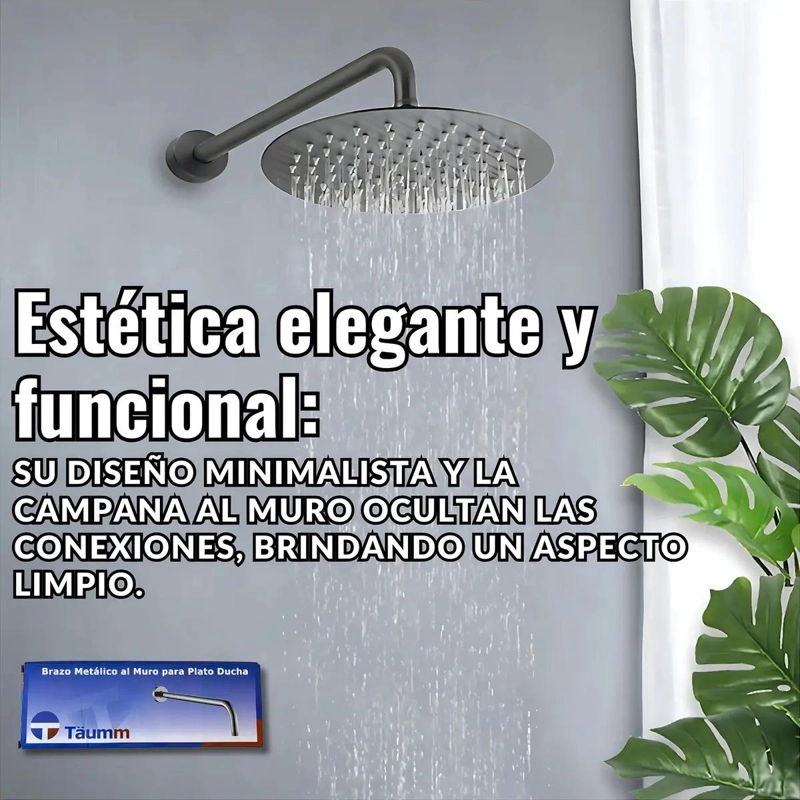 BRAZO PARA PLATO DUCHA CROMADO LARGO 30CM 1/2PULG HE TAUMM - 5