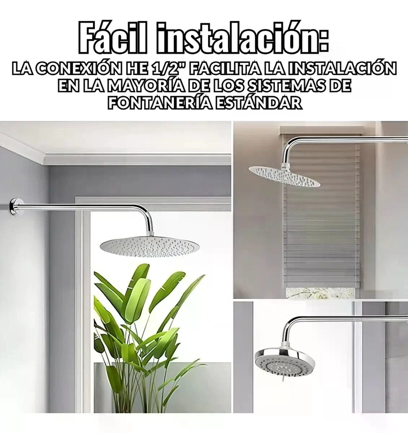 BRAZO PARA PLATO DUCHA CROMADO LARGO 30CM 1/2PULG HE TAUMM - 6